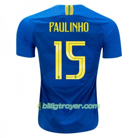 Billige Fotballdrakter Brasil Paulinho 15 VM 2018 Bortedraktsett